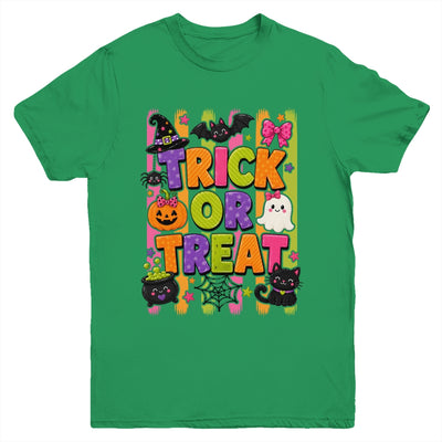 Striped Brushstroke Halloween Trick Or Treat Ghost Pumpkin Youth Shirt | siriusteestore