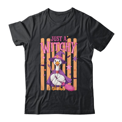 Striped Funny Just A Witchy Goose Spooky Season Halloween Shirt & Hoodie | siriusteestore