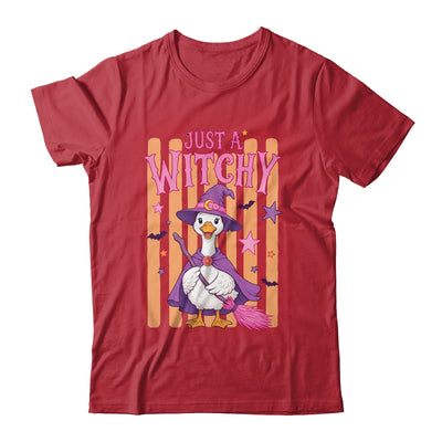 Striped Funny Just A Witchy Goose Spooky Season Halloween Shirt & Hoodie | siriusteestore