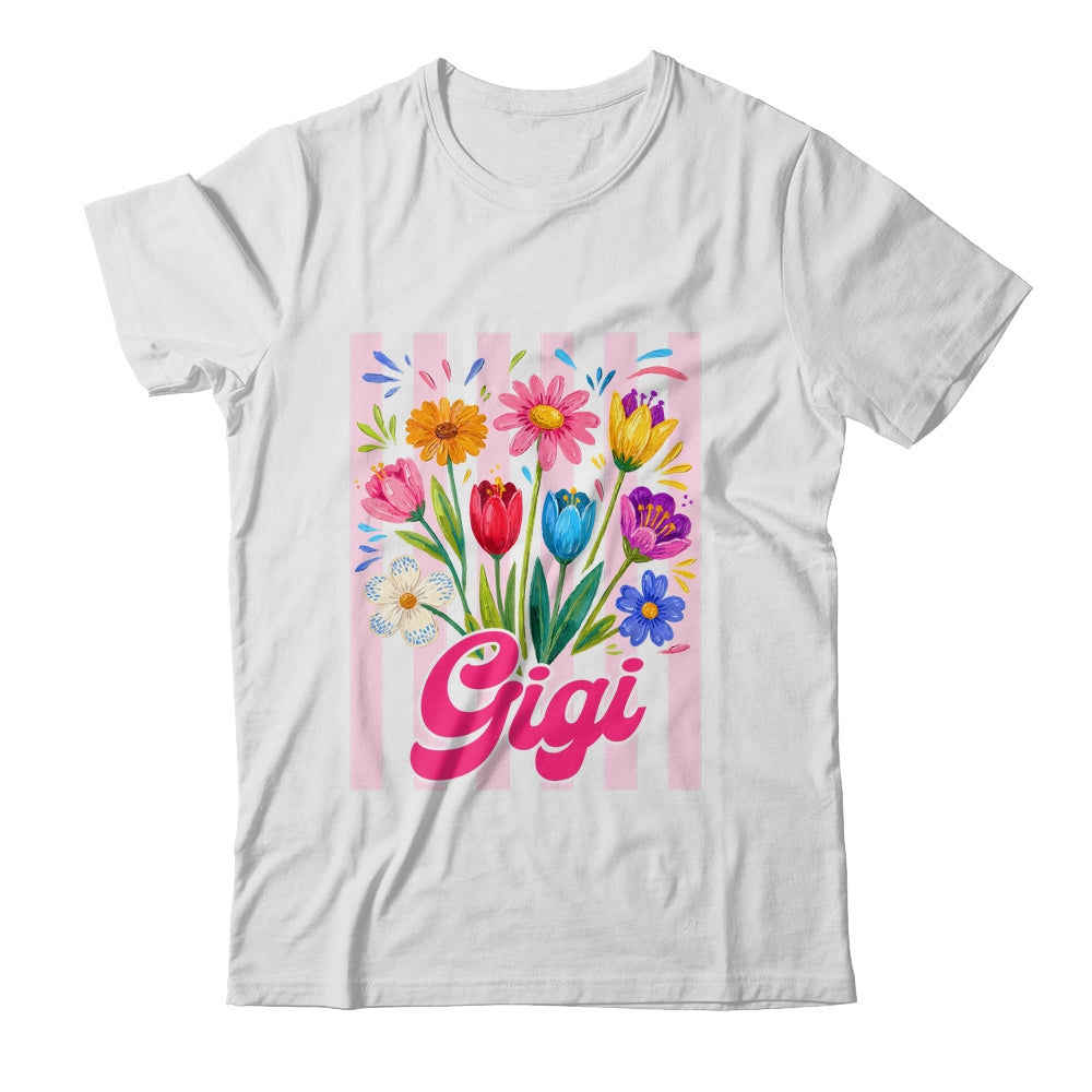 Striped Gigi Wildflowers Coquette Bow Floral Mothers Day Shirt & Tank Top | siriusteestore