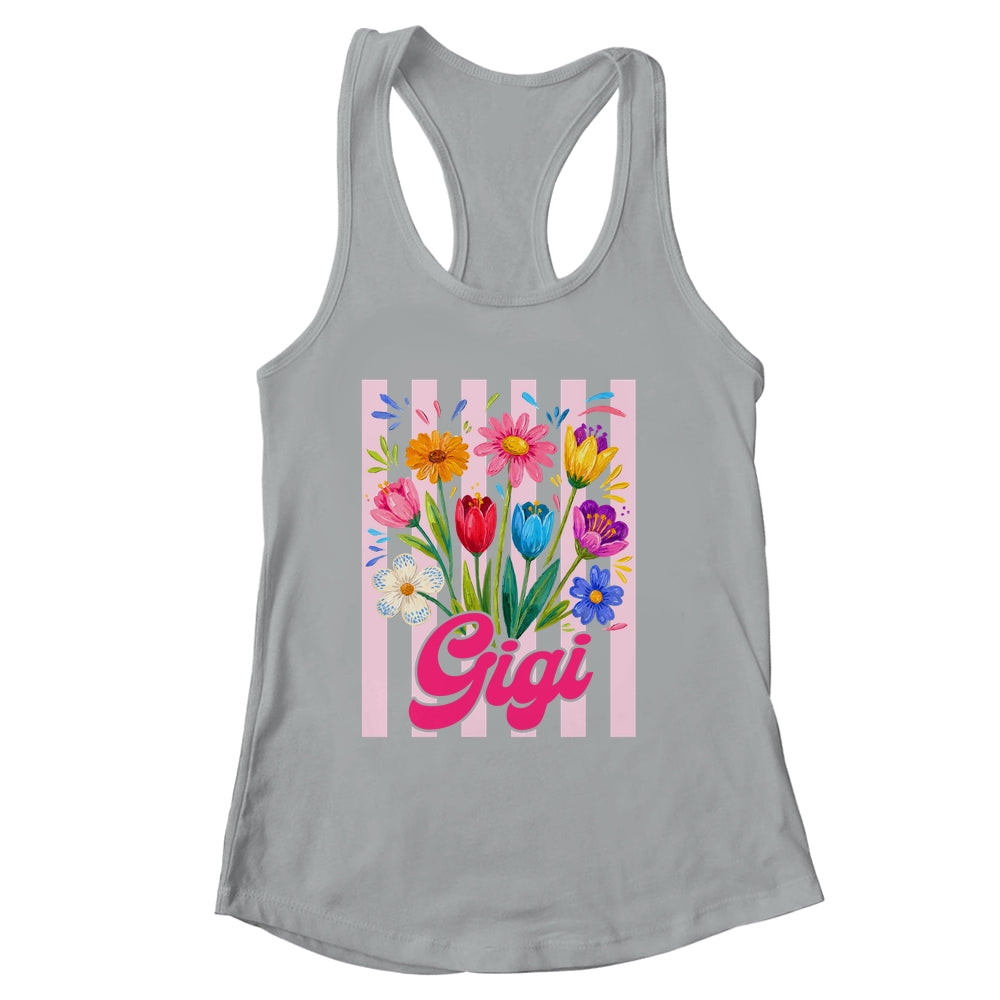 Striped Gigi Wildflowers Coquette Bow Floral Mothers Day Shirt & Tank Top | siriusteestore