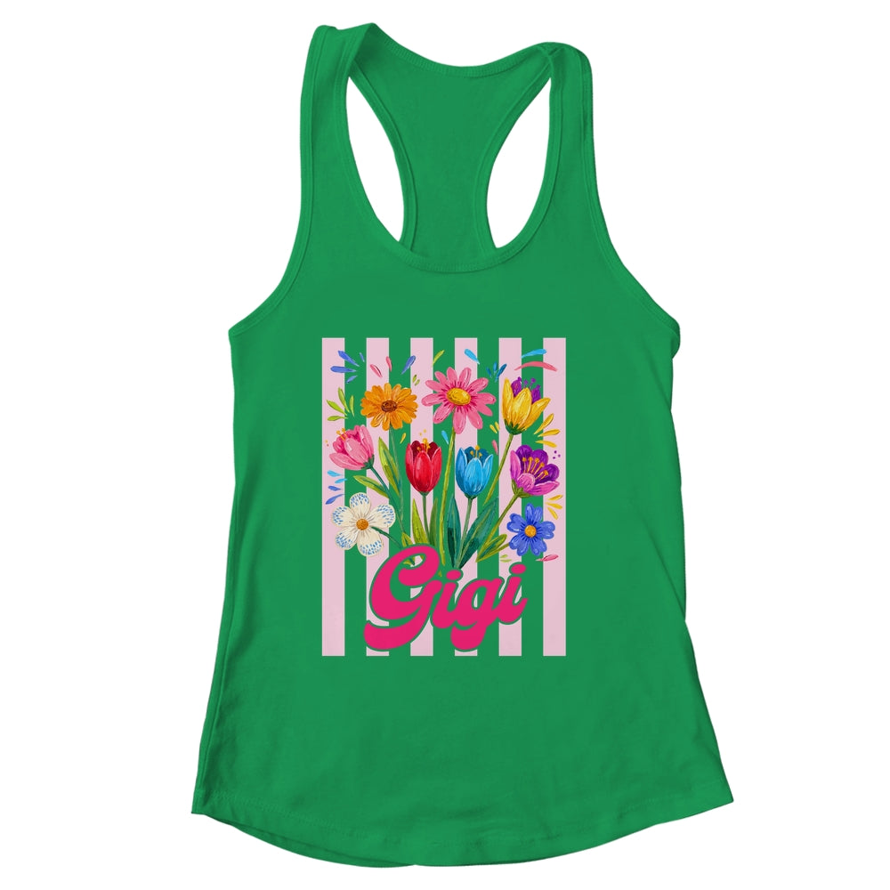 Striped Gigi Wildflowers Coquette Bow Floral Mothers Day Shirt & Tank Top | siriusteestore