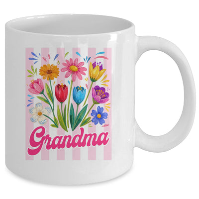 Striped Grandma Wildflowers Coquette Bow Floral Mothers Day Mug | siriusteestore