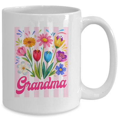 Striped Grandma Wildflowers Coquette Bow Floral Mothers Day Mug | siriusteestore
