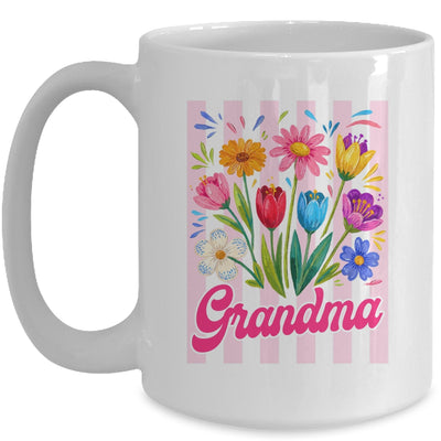 Striped Grandma Wildflowers Coquette Bow Floral Mothers Day Mug | siriusteestore