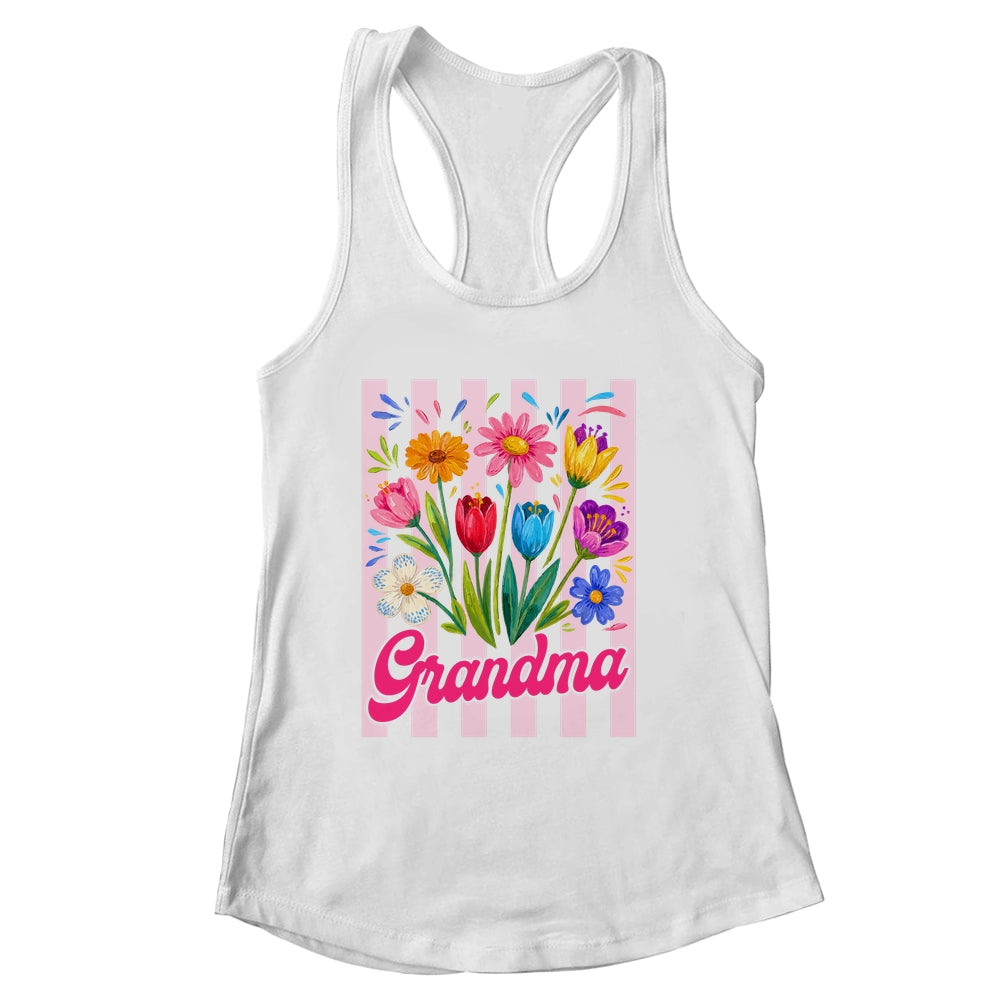 Striped Grandma Wildflowers Coquette Bow Floral Mothers Day Shirt & Tank Top | siriusteestore