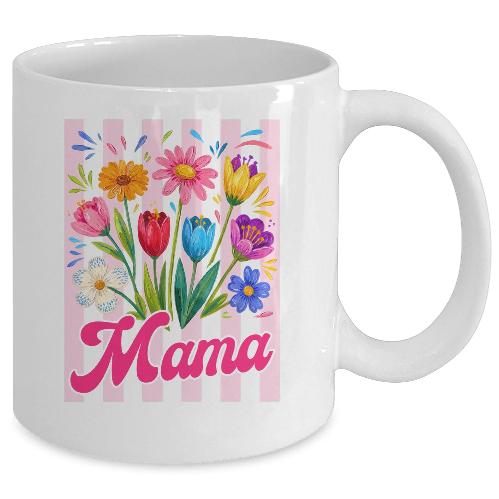 Striped Mama Wildflowers Coquette Bow Floral Mothers Day Mug | siriusteestore