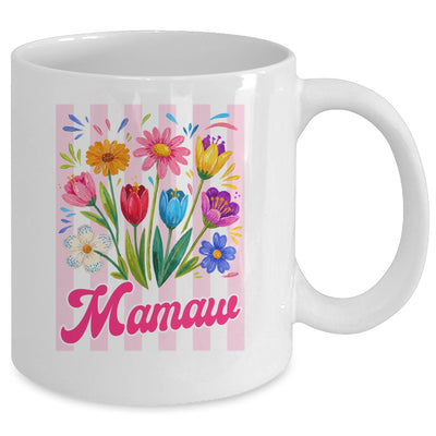 Striped Mamaw Wildflowers Coquette Bow Floral Mothers Day Mug | siriusteestore