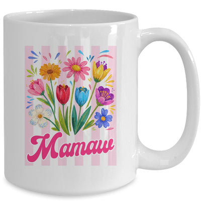 Striped Mamaw Wildflowers Coquette Bow Floral Mothers Day Mug | siriusteestore