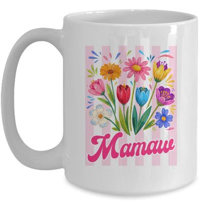 Striped Mamaw Wildflowers Coquette Bow Floral Mothers Day Mug | siriusteestore