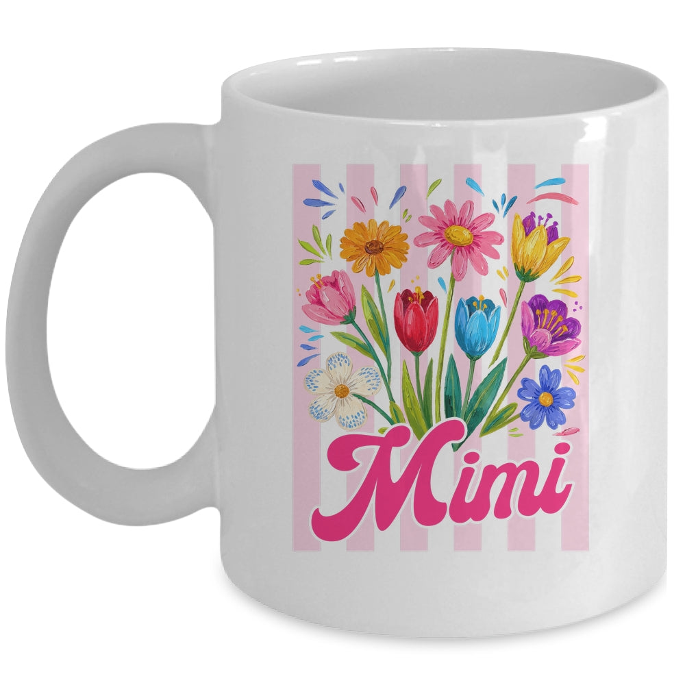 Striped Mimi Wildflowers Coquette Bow Floral Mothers Day Mug | siriusteestore