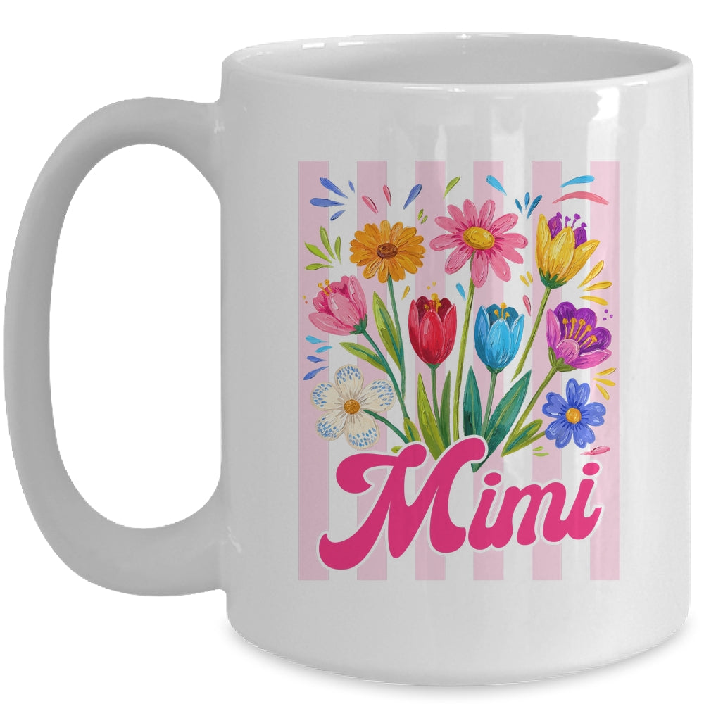Striped Mimi Wildflowers Coquette Bow Floral Mothers Day Mug | siriusteestore
