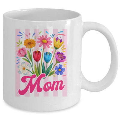 Striped Mom Wildflowers Coquette Bow Floral Mothers Day Mug | siriusteestore