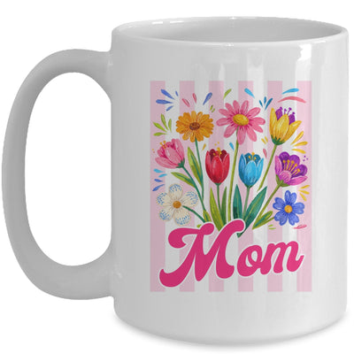 Striped Mom Wildflowers Coquette Bow Floral Mothers Day Mug | siriusteestore