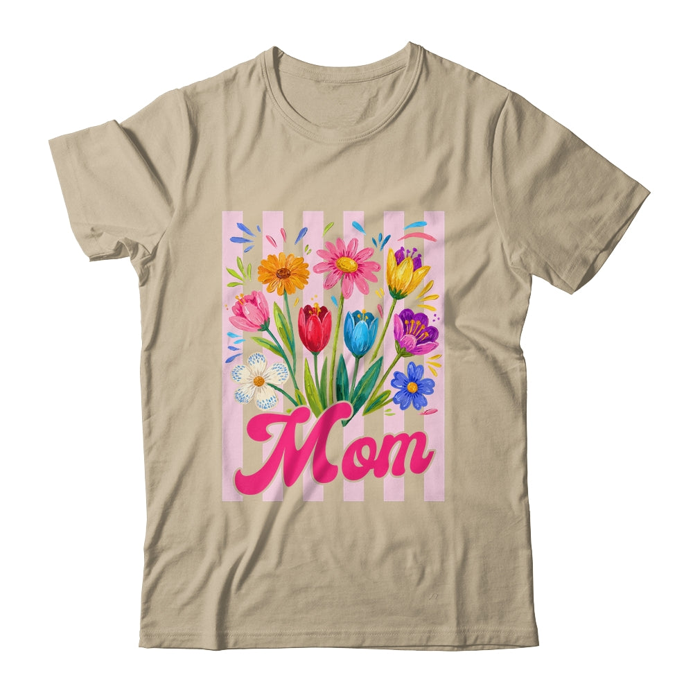 Striped Mom Wildflowers Coquette Bow Floral Mothers Day Shirt & Tank Top | siriusteestore