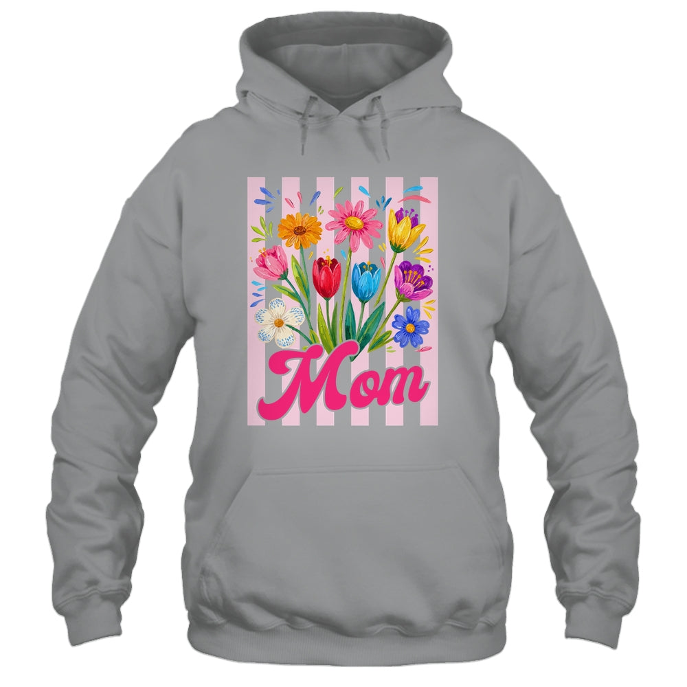 Striped Mom Wildflowers Coquette Bow Floral Mothers Day Shirt & Tank Top | siriusteestore