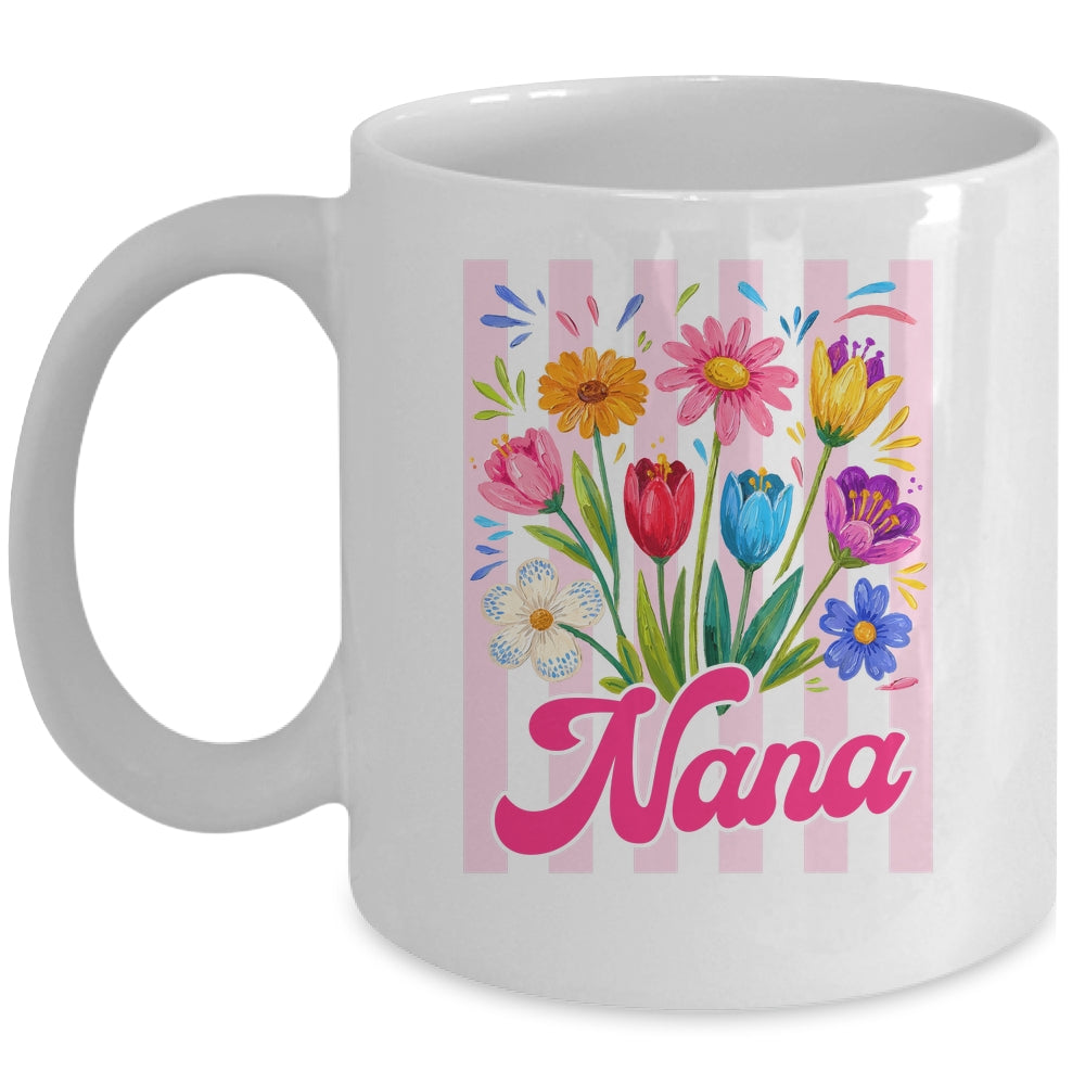 Striped Nana Wildflowers Coquette Bow Floral Mothers Day Mug | siriusteestore