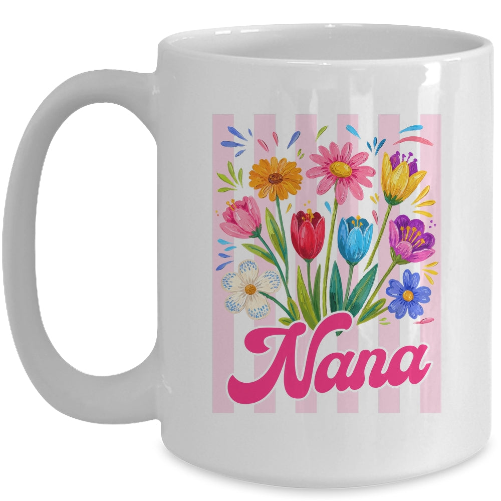 Striped Nana Wildflowers Coquette Bow Floral Mothers Day Mug | siriusteestore
