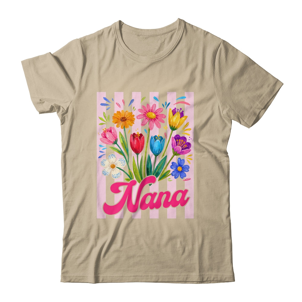 Striped Nana Wildflowers Coquette Bow Floral Mothers Day Shirt & Tank Top | siriusteestore