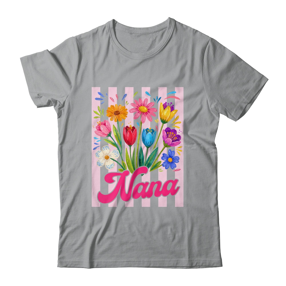 Striped Nana Wildflowers Coquette Bow Floral Mothers Day Shirt & Tank Top | siriusteestore