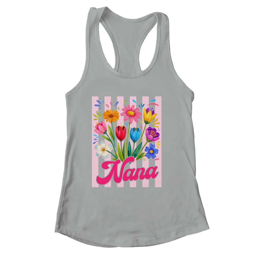 Striped Nana Wildflowers Coquette Bow Floral Mothers Day Shirt & Tank Top | siriusteestore