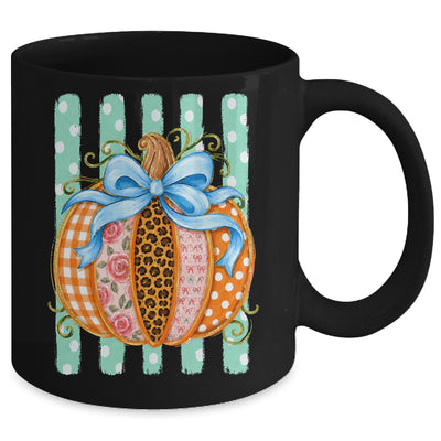 Striped Preppy Fall Autumn Pumpkin Floral Coquette Bow Women Mug | siriusteestore