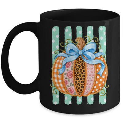 Striped Preppy Fall Autumn Pumpkin Floral Coquette Bow Women Mug | siriusteestore