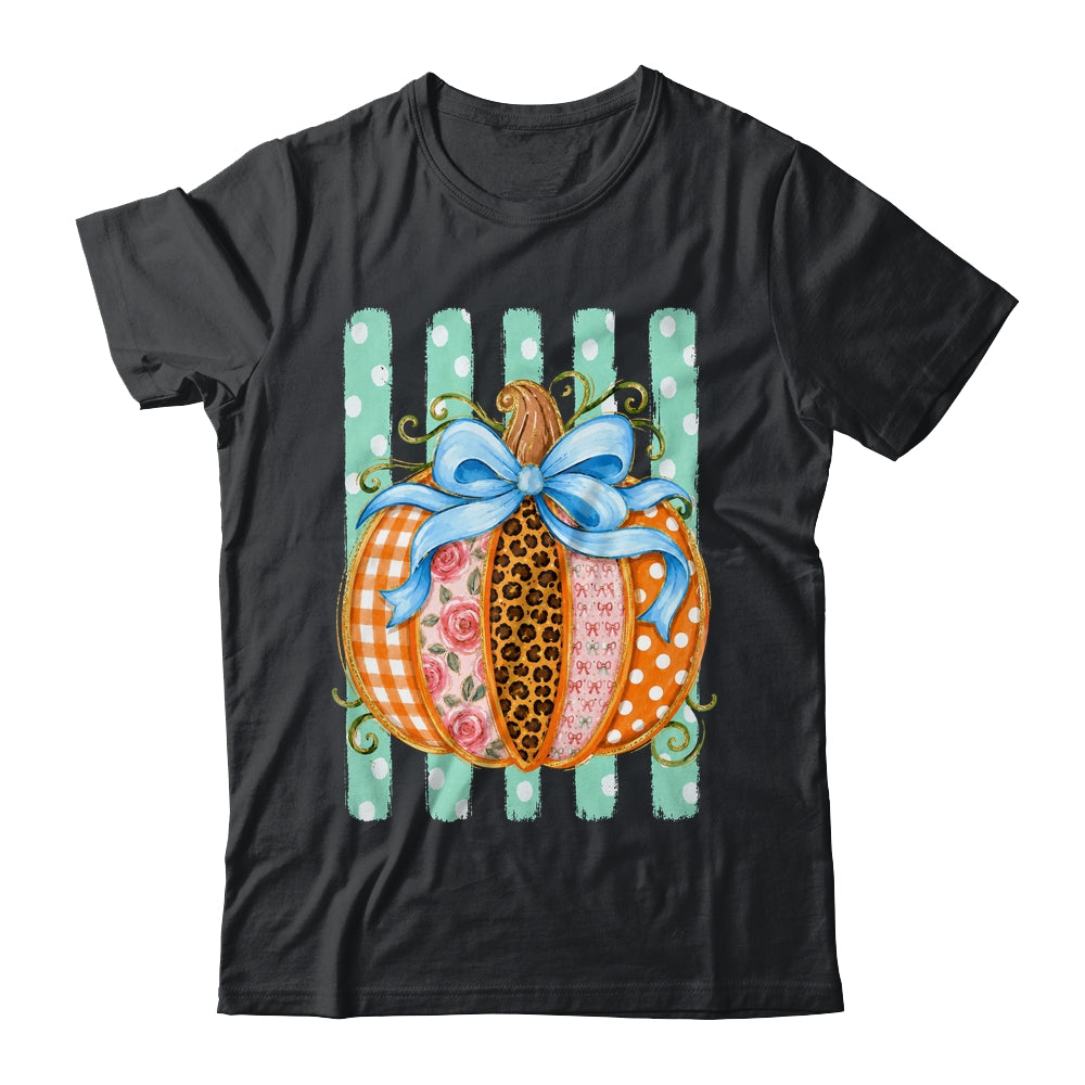 Striped Preppy Fall Autumn Pumpkin Floral Coquette Bow Women Shirt & Sweatshirt | siriusteestore