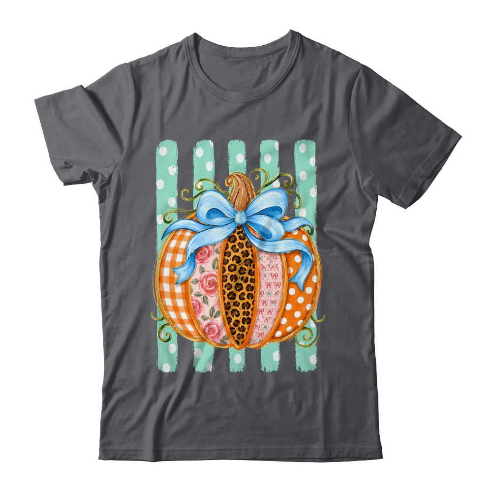 Striped Preppy Fall Autumn Pumpkin Floral Coquette Bow Women Shirt & Sweatshirt | siriusteestore
