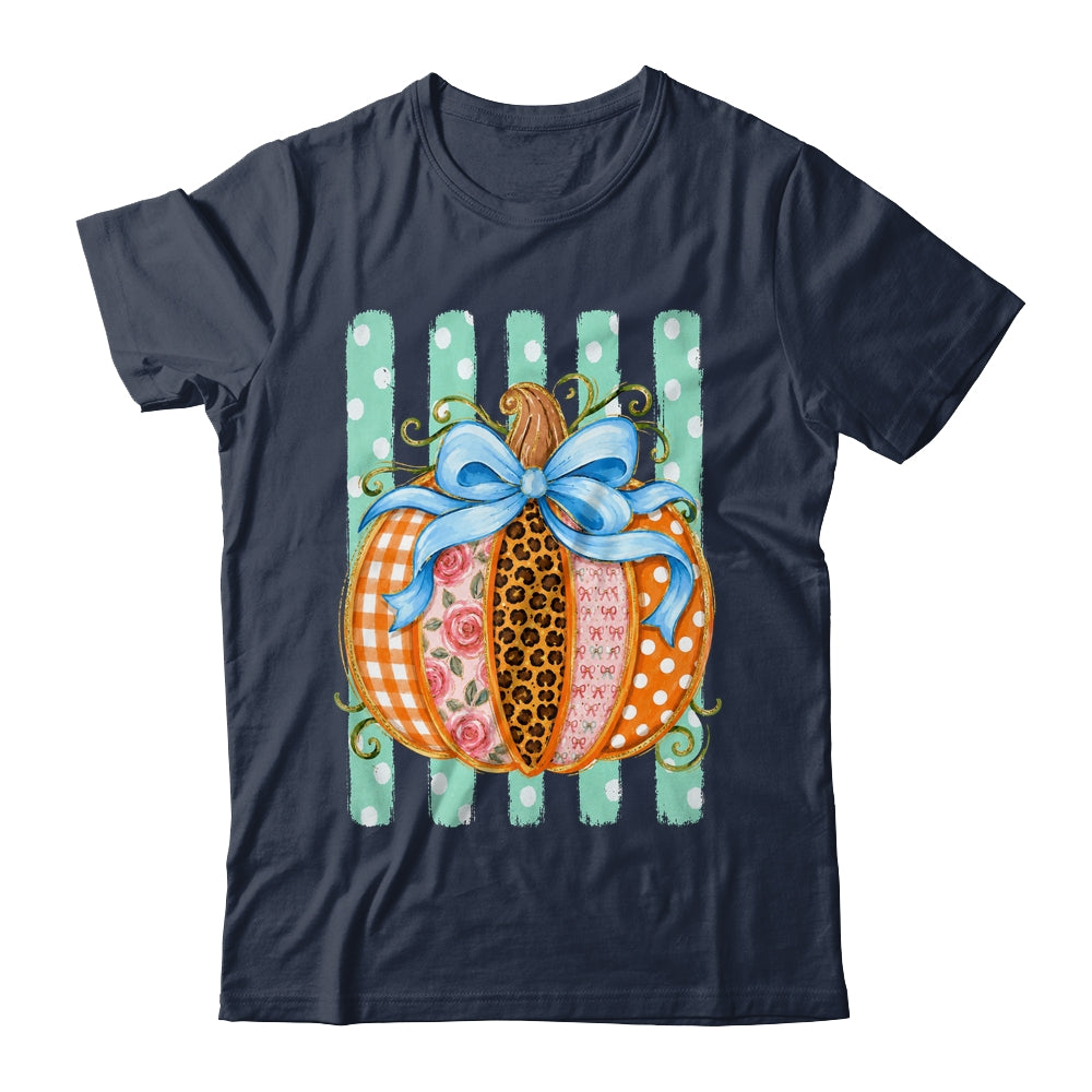 Striped Preppy Fall Autumn Pumpkin Floral Coquette Bow Women Shirt & Sweatshirt | siriusteestore