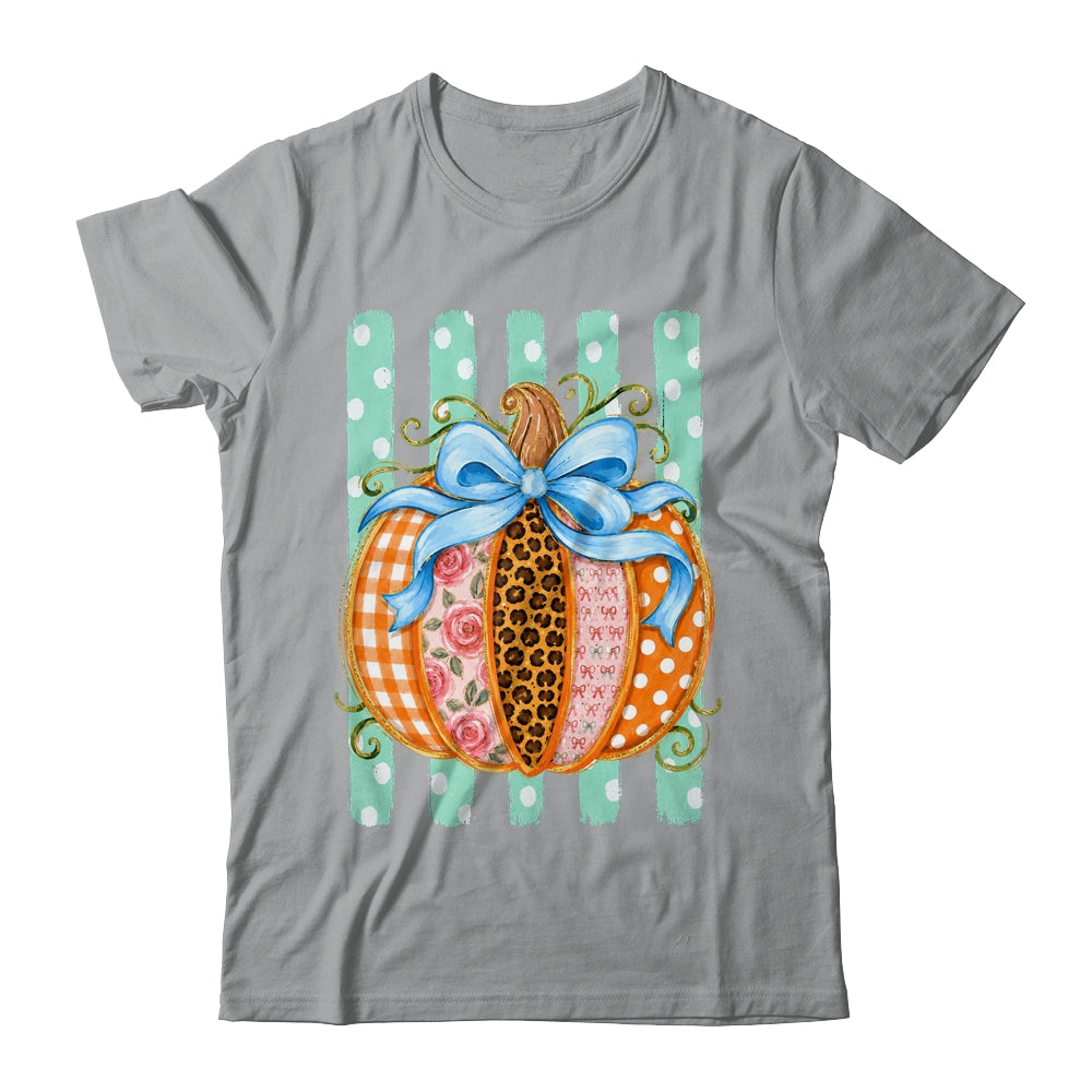 Striped Preppy Fall Autumn Pumpkin Floral Coquette Bow Women Shirt & Sweatshirt | siriusteestore