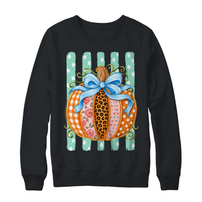 Striped Preppy Fall Autumn Pumpkin Floral Coquette Bow Women Shirt & Sweatshirt | siriusteestore