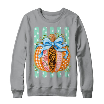 Striped Preppy Fall Autumn Pumpkin Floral Coquette Bow Women Shirt & Sweatshirt | siriusteestore