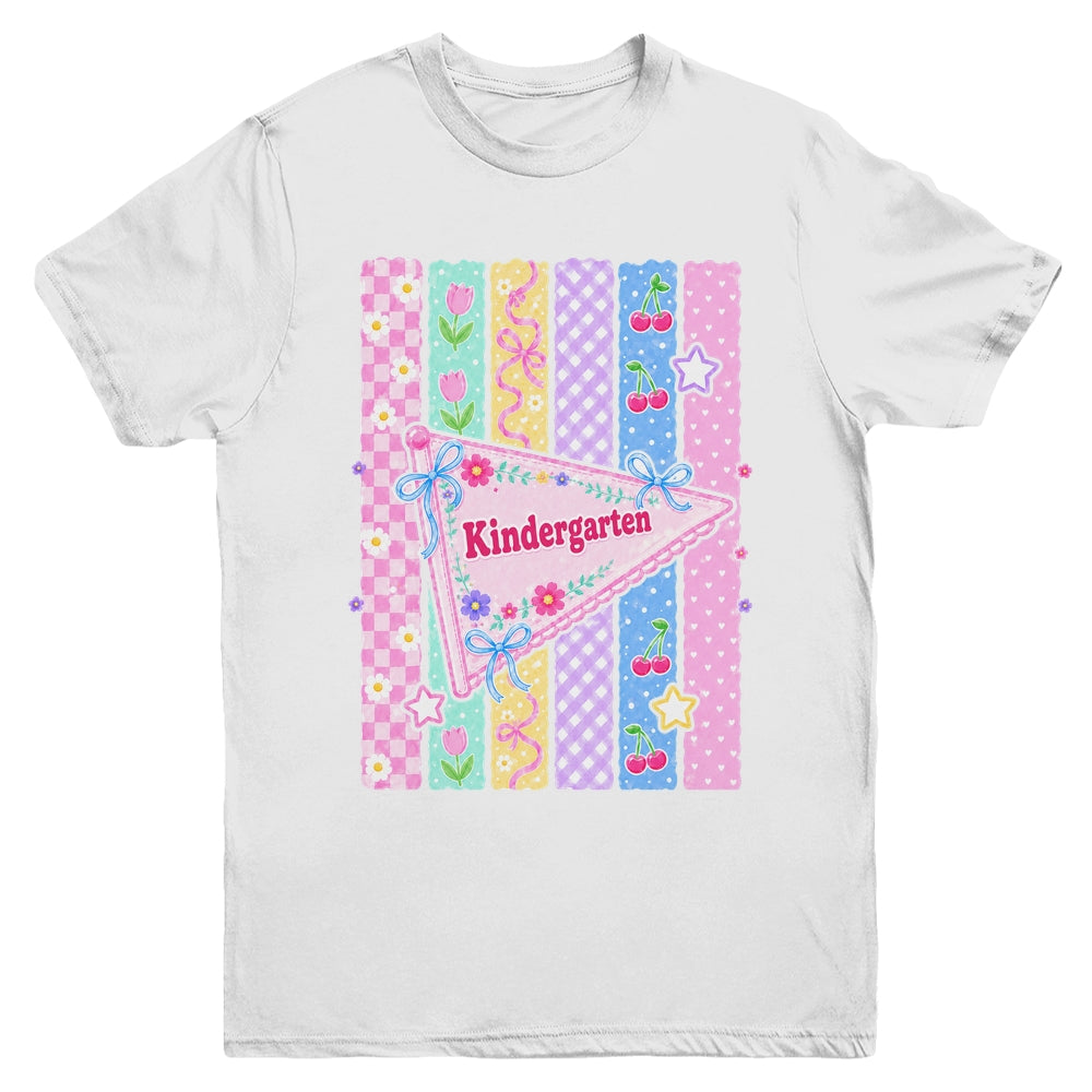 Striped Preppy Kindergarten Grade Back To School Teacher Youth Shirt | siriusteestore