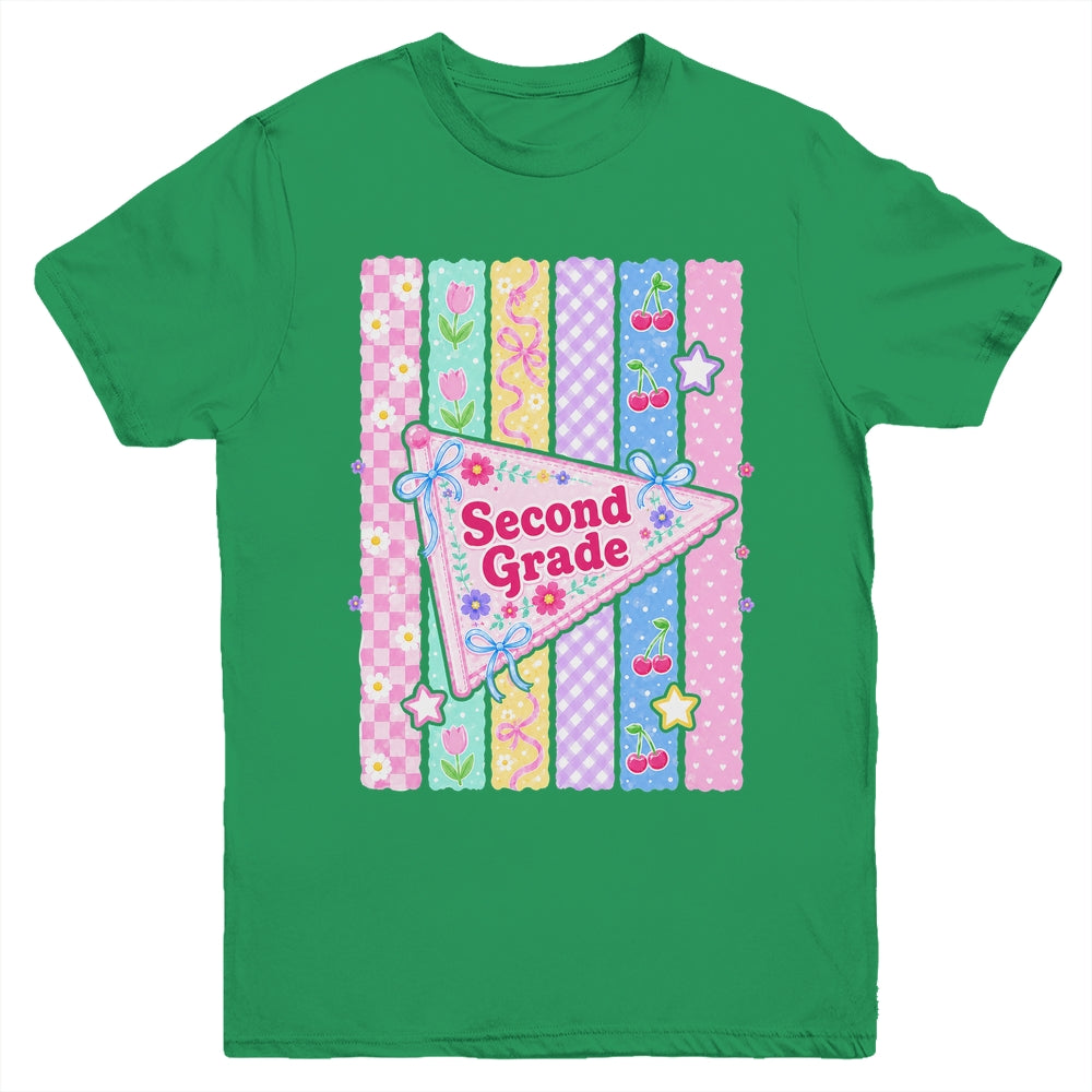 Striped Preppy Second Grade Back To School Teacher Girl Kids Youth Shirt | siriusteestore