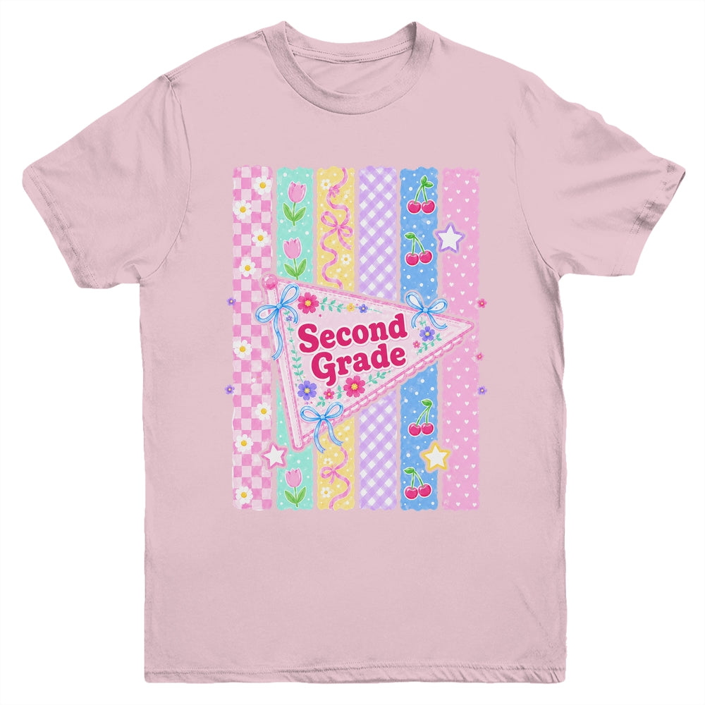 Striped Preppy Second Grade Back To School Teacher Girl Kids Youth Shirt | siriusteestore