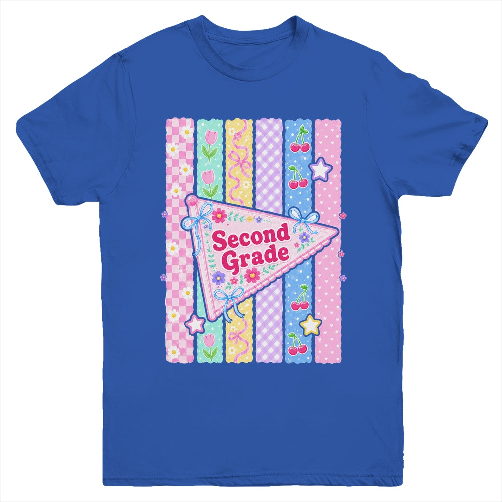 Striped Preppy Second Grade Back To School Teacher Girl Kids Youth Shirt | siriusteestore