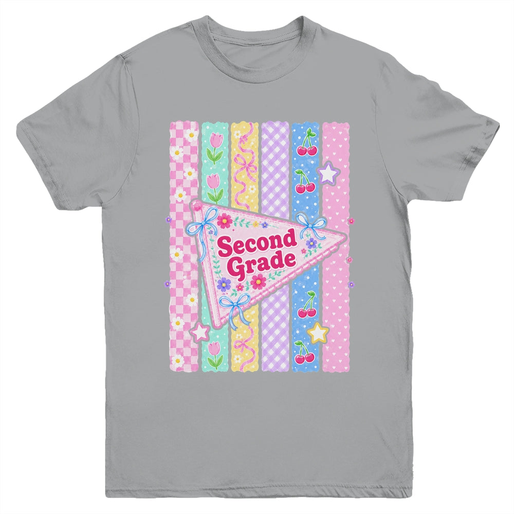 Striped Preppy Second Grade Back To School Teacher Girl Kids Youth Shirt | siriusteestore