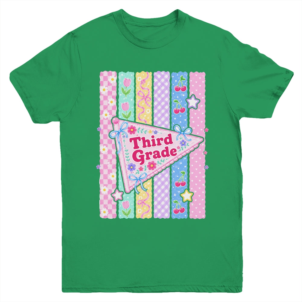 Striped Preppy Third Grade Back To School Teacher Girl Kids Youth Shirt | siriusteestore