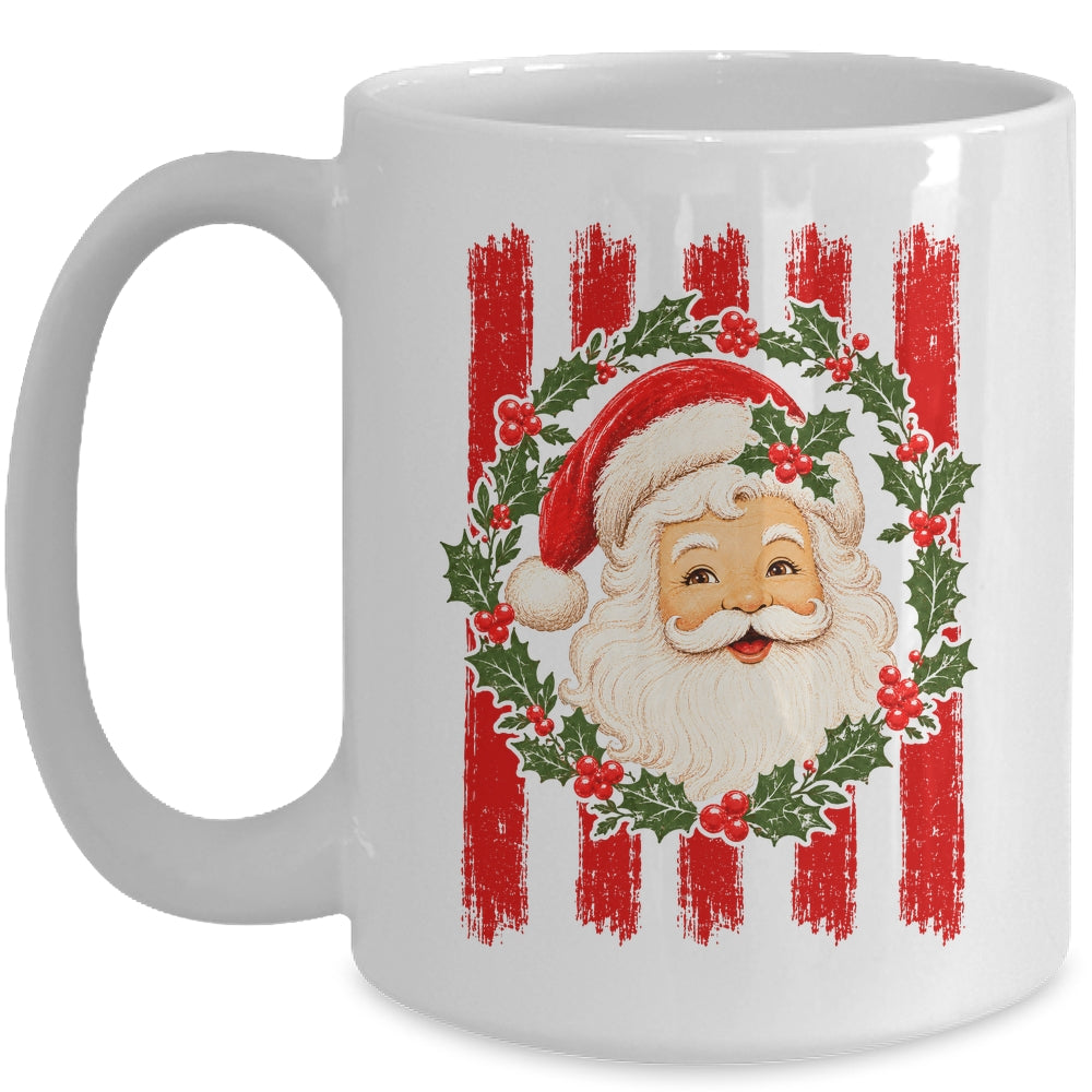 Striped Santa Retro Funny Merry Christmas Vintage Women Girl Mug | siriusteestore