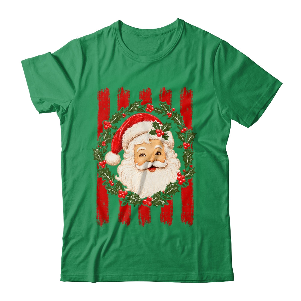 Striped Santa Retro Funny Merry Christmas Vintage Women Girl Shirt & Sweatshirt | siriusteestore