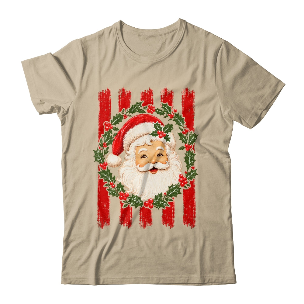 Striped Santa Retro Funny Merry Christmas Vintage Women Girl Shirt & Sweatshirt | siriusteestore