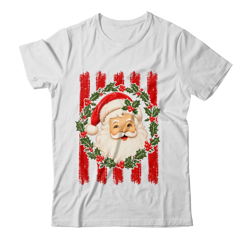 Striped Santa Retro Funny Merry Christmas Vintage Women Girl Shirt & Sweatshirt | siriusteestore