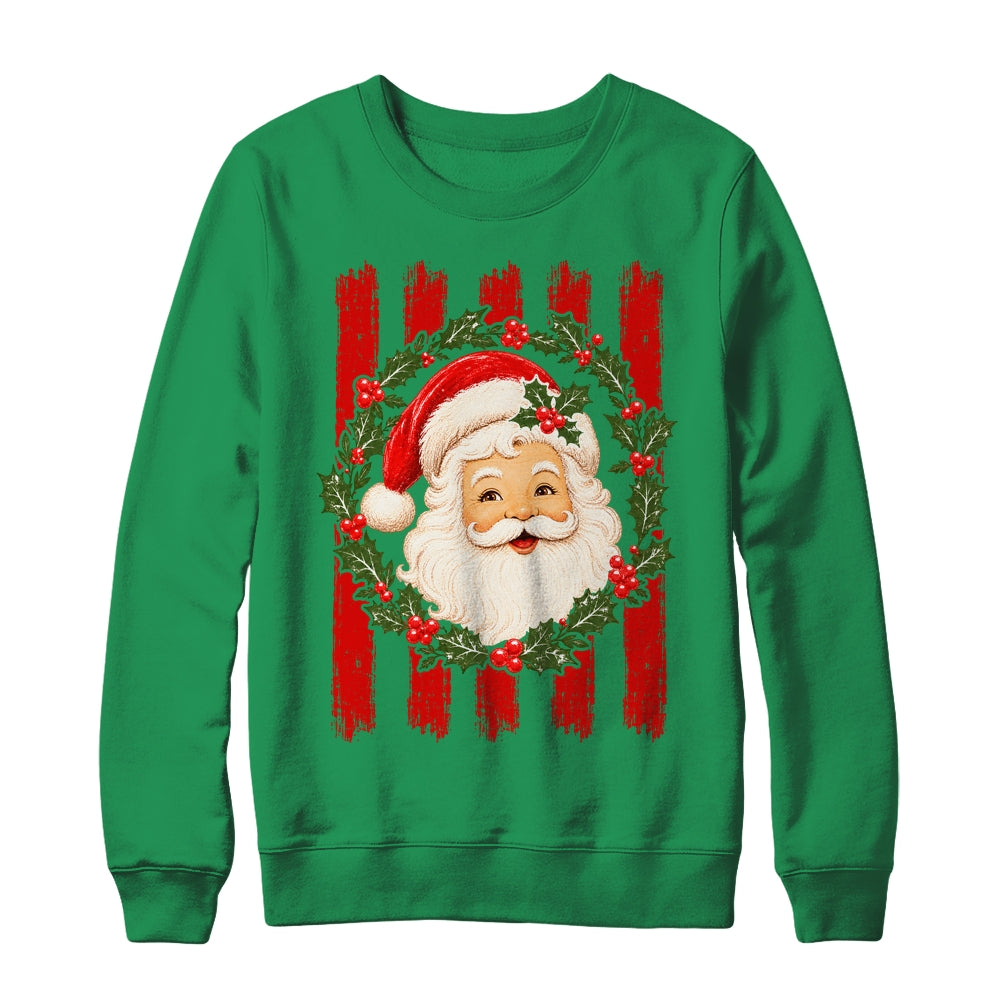 Striped Santa Retro Funny Merry Christmas Vintage Women Girl Shirt & Sweatshirt | siriusteestore