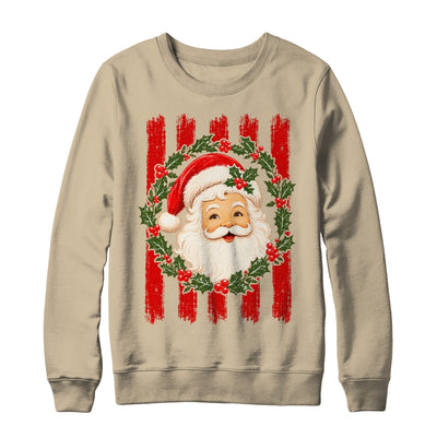 Striped Santa Retro Funny Merry Christmas Vintage Women Girl Shirt & Sweatshirt | siriusteestore