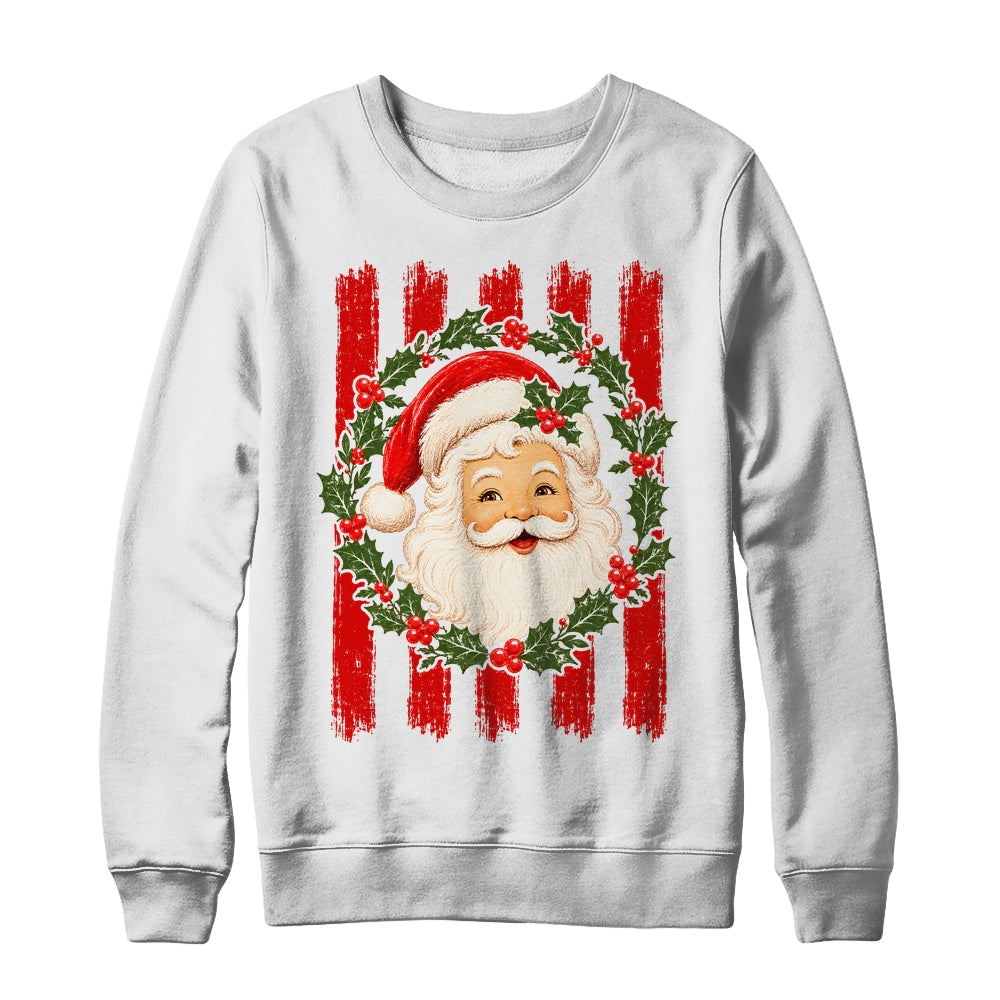 Striped Santa Retro Funny Merry Christmas Vintage Women Girl Shirt & Sweatshirt | siriusteestore