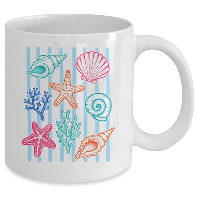Striped Seashell Starfish Coastal Beach Summer Ocean Women Mug | siriusteestore