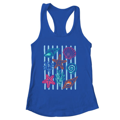 Striped Seashell Starfish Coastal Beach Summer Ocean Women Shirt & Tank Top | siriusteestore