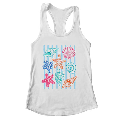 Striped Seashell Starfish Coastal Beach Summer Ocean Women Shirt & Tank Top | siriusteestore