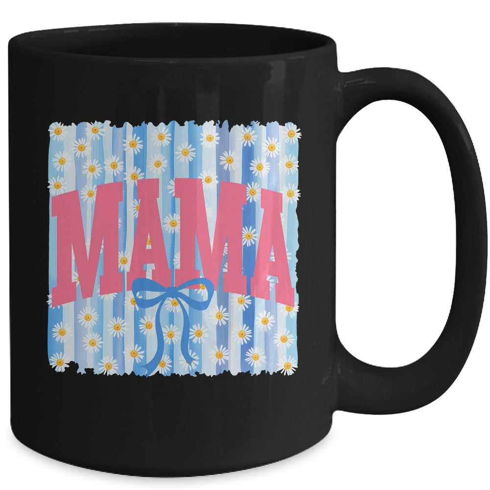 Striped Spring Mama Daisy Blue Coquette Floral Mother's Day Mug | siriusteestore